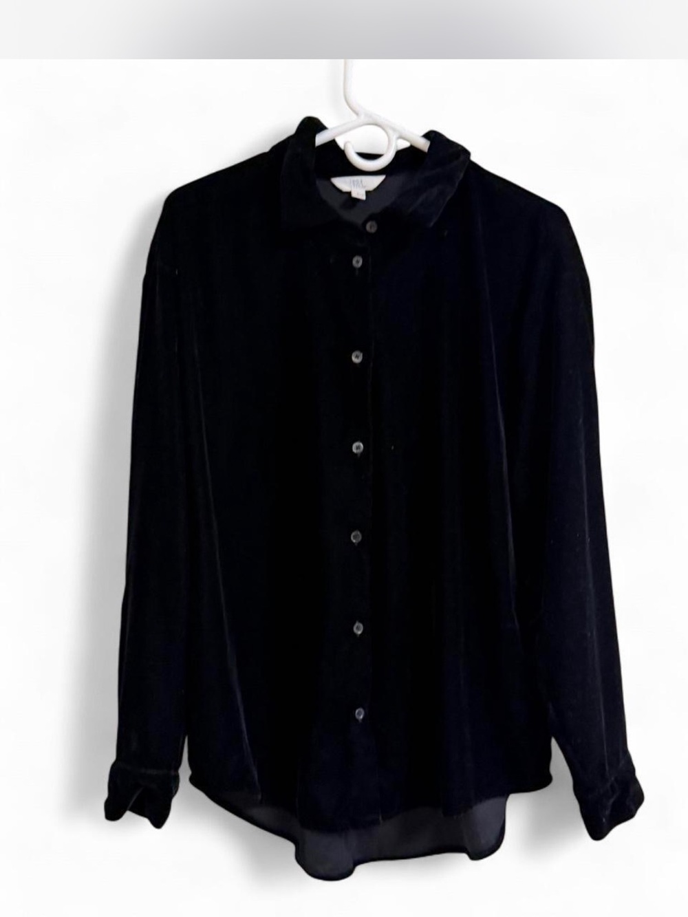 Time and Tru Black Velvet Button-Down Shirt